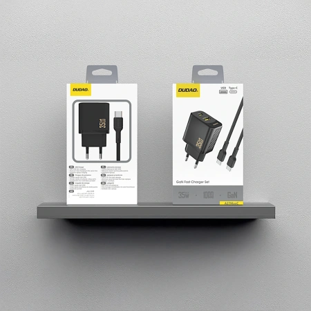 Ładowarka sieciowa Dudao A27MaxCEU PD QC 35W USB-A USB-C z kablem USB-C - czarna