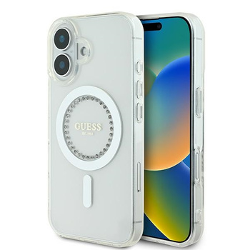 Guess GUHMP16MPFTDTEH iPhone 16 Plus 6.7" biały/white hardcase IML Rhinestones MagSafe