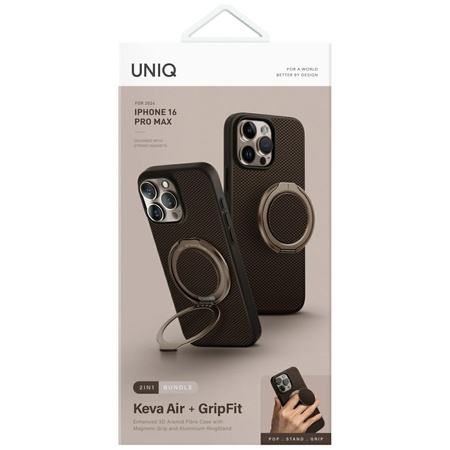 Etui UNIQ Keva Air do iPhone 16 Pro Max Magclick Charging GripFit brązowy