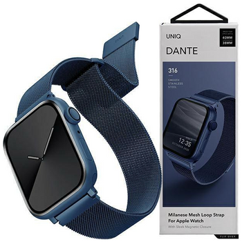 UNIQ pasek Dante Apple Watch Series 4/5/6/7/8/SE/SE2 38/40/41mm Stainless Steel niebieski/cobalt blue