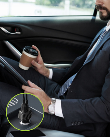 INNOSTYLE POWER ON MOCNA SZYBKA ŁADOWARKA SAMOCHODOWA DO TELEFONU 2X USB USB-C 38W CZARNA