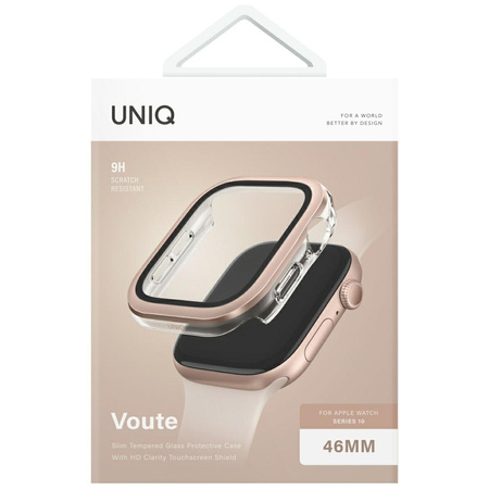 UNIQ ETUI VOUTE DO APPLE WATCH SERIES 10 46MM SZKŁO HARTOWANE RÓŻOWO-ZŁOTE