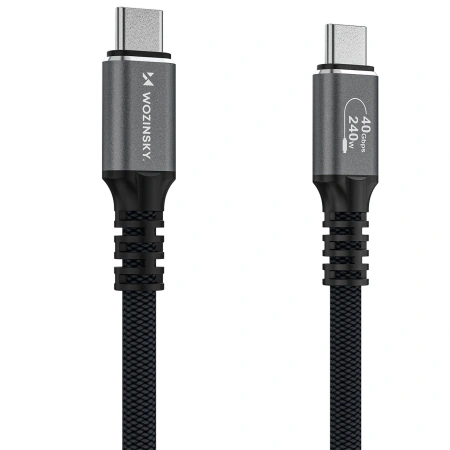 Kabel Wozinsky WPS-UY41S USB-C USB4 40Gb/s 240W 1m 4K - czarny