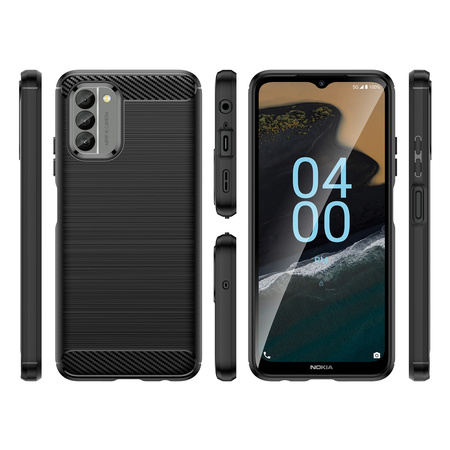 Carbon Case etui Nokia G400 elastyczny silikonowy karbonowy pokrowiec czarne