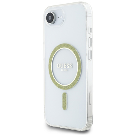 GUESS ETUI CASE IML GLITTER CIRCLE DO IPHONE 16E DO MAGSAFE PRZEZROCZYSTE