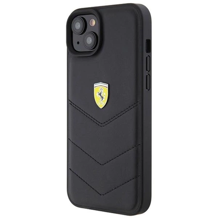 Etui Ferrari Quilted Metal Logo do iPhone 15 Plus - czarne