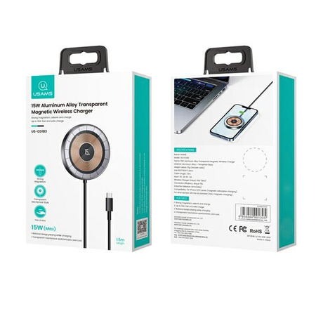 USAMS ŁADOWARKA 15W DO MAGSAFE IPHONE 12 13 14 15 BEZPRZEWODOWA MAGNETYCZNA