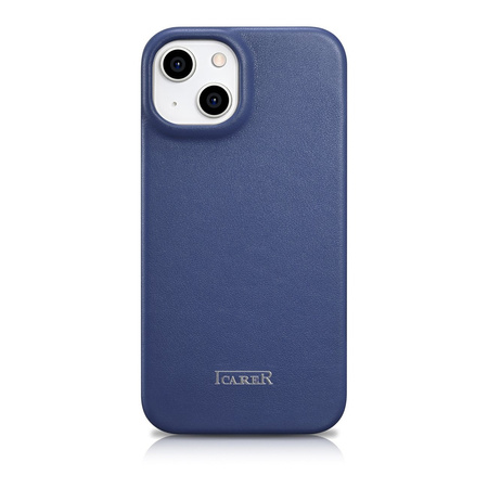 iCarer CE Premium Leather Folio Case skórzane etui iPhone 14 Plus z klapką magnetyczne MagSafe niebieski (WMI14220715-BU)