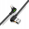 McDodo Kabel do telefonu Szybkie ³adowanie K¹towy 90° LED do iPhone 1,2m niebieski
