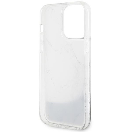 Etui Guess GUHCP14XLCSGSGH na iPhone 14 Pro Max 6.7" - białe Liquid Glitter Marble