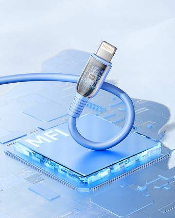 INNOSTYLE JAZZY KABEL USB-C LIGHTNING MFI SZYBKIEGO ŁADOWANIA DO IPHONE KEVLAR 1M NIEBIESKI