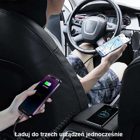 USAMS ŁADOWARKA SAMOCHODOWA 2XUSB-C 1XUSB-A C33 60W DO TELEFONÓW DO