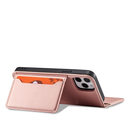 Magnet Card Case etui do iPhone 12 Pro Max pokrowiec portfel na karty kartę podstawka różowy