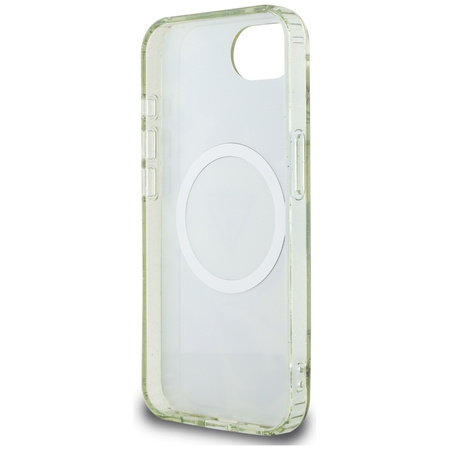 GUESS ETUI CASE IML METAL GLITTER DO IPHONE 16E DO MAGSAFE FLOWERS TRIANGLE