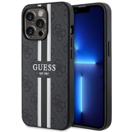 Etui Guess 4G Printed Stripes MagSafe GUHMP13LP4RPSK na iPhone 13 Pro / na iPhone 13 - czarne