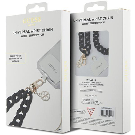 Etui Guess GUOUCBMC4MK Universal Big Hand Strap - czarne Acrylic 4G Charm