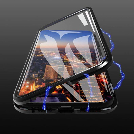 Wozinsky Magnetic Cam Slider Case magnetyczne etui 360 na cały telefon szkło na ekran osłona na aparat Huawei P40 czarny