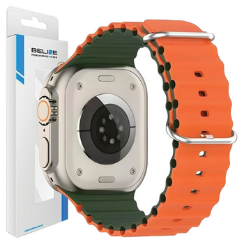 BELINE PASEK DO APPLE WATCH SILICONE WAVES 38 40 41MM ZIELONO-POMARAŃCZOWY