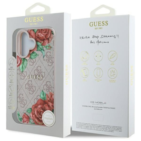 GUESS ETUI HARDCASE CASE DO MAGSAFE IPHONE 16 6 1 POKROWIEC RÓŻOWY FLOWERS