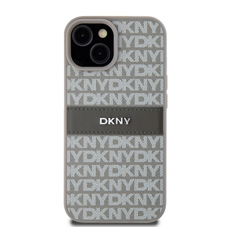 DKNY CASE DO IPHONE 15 PLUS 14 PLUS Z LOGO MONO STRIPE I METALOWYM AKCENTEM