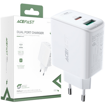 Acefast ładowarka sieciowa USB Typ C / USB 32W, PPS, PD, QC 3.0, AFC, FCP biały (A5 white)