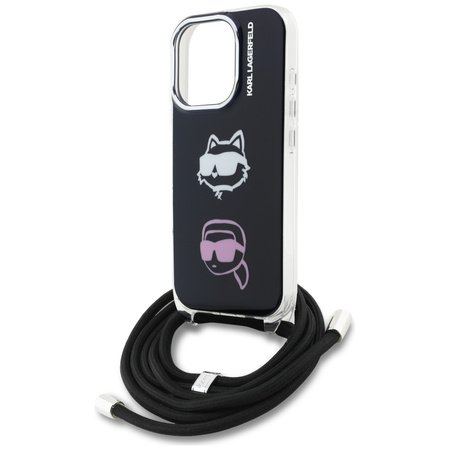 Etui Karl Lagerfeld IML Crossbody Karl&Choupette Head do iPhone 16 Pro czarny