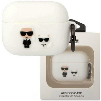 Karl Lagerfeld KLACAPSILKCW AirPods Pro cover biały/white Silicone Karl & Choupette