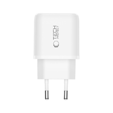 TECH-PROTECT NCA45W-GAN 2-PORT NETWORK CHARGER PD 45W / QC3.0 + LIGHTNING CABLE WHITE