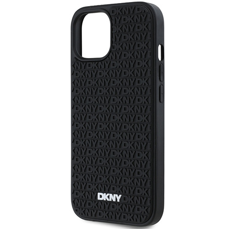 DKNY ETUI HARDCASE DO IPHONE 15 14 13 Z 3D RUBBER REPEAT PATTERN OCHRONNE