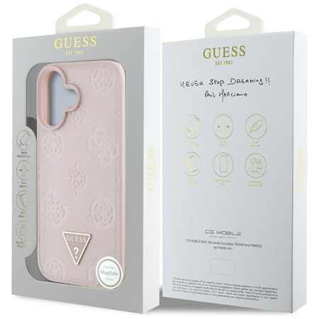 GUESS ETUI DO IPHONE 16 PEONY DO MAGSAFE Z LOGO TRIANGLE GRINED HOT STAMP