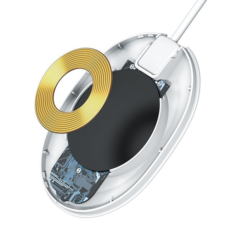 Baseus Jelly bezprzewodowa ładowarka Qi 15 W do telefonu słuchawek + kabel USB - USB Typ C biały (WXGD-02)