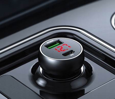 MCDODO MOCNA SZYBKA ŁADOWARKA SAMOCHODOWA MIERNIK 2X USB USB-C 45W LED