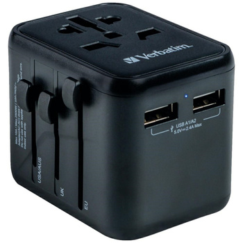 VERBATIM ADAPTER PODRÓŻNY EU UK US 2XUSB-A DO ŁADOWANIA TELEFONÓW SAMSUNG