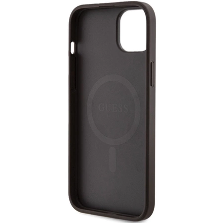 Etui Guess 4G Collection Leather Metal Logo MagSafe na iPhone 14 / 15 / 13 - brązowe