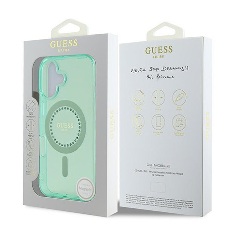 GUESS ETUI HARDCASE DO IPHONE 16 6.1 DO MAGSAFE IML RHINESTONES OCHRONNE