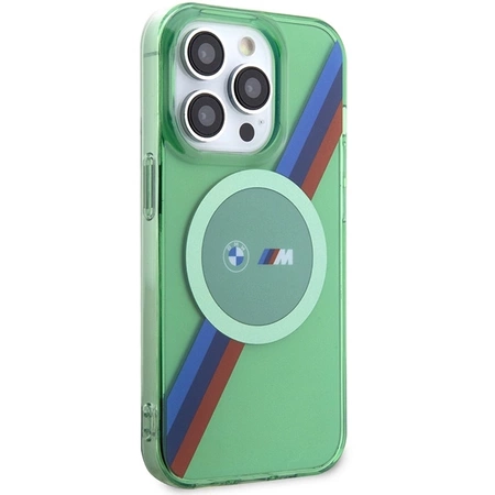 Etui BMW M Tricolor Stripes MagSafe na iPhone 15 Pro - zielone