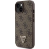 Etui Guess Leather 4G Triangle Strass do iPhone 15 - brązowe