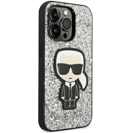 Karl Lagerfeld KLHCP14LGFKPG iPhone 14 Pro 6,1" hardcase srebrny/silver Glitter Flakes Ikonik