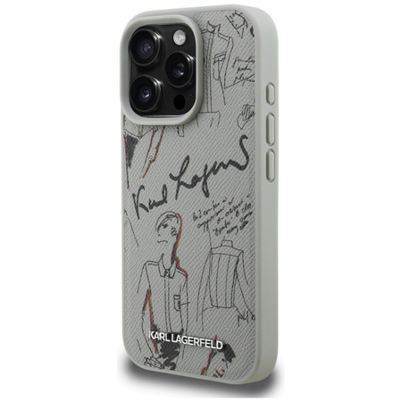 Etui Karl Lagerfeld Grained Pattern & Logo MagSafe do iPhone 16 Pro szary