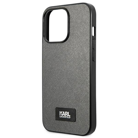 KARL LAGERFELD KLHCP13LSFMP2DG ETUI DO IPHONE 13 6,1 SAFFIANO PLAQUE Z LOGO
