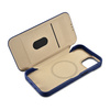 iCarer CE Premium Leather Folio Case skórzane etui iPhone 14 Plus z klapką magnetyczne MagSafe niebieski (WMI14220715-BU)