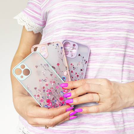 Design Case etui do iPhone 13 Pro pokrowiec w kwiaty fioletowy