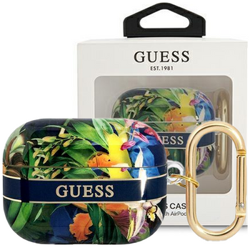 Guess GUAPHHFLB AirPods Pro cover niebieski/blue Flower Strap Collection