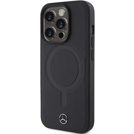 Etui Mercedes Smooth Leather MagSafe do iPhone 15 Pro - czarne