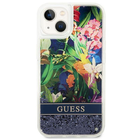 Guess GUHCP14SLFLSB iPhone 14 6,1" niebieski/blue hardcase Flower Liquid Glitter