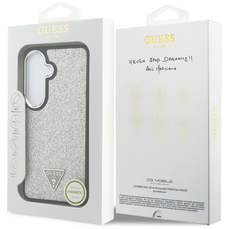 Etui Guess Fixed Glitter Triangle        MagSafe do Samsung Galaxy S26 srebrny
