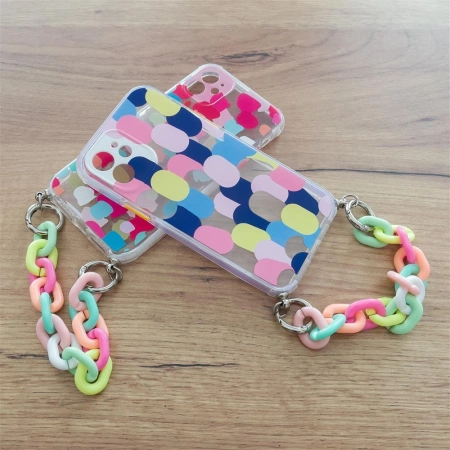 HURTEL ETUI COLOR CHAIN CASE DO IPHONE 13 PRO ŻELOWE Z ŁAŃCUSZKIEM