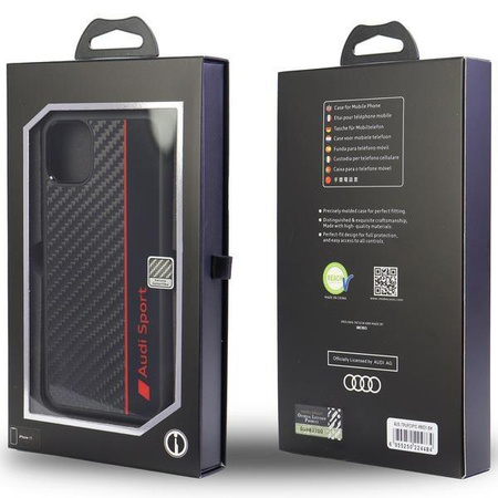 Etui Audi Carbon Fiber Stripe na iPhone 12 / iPhone 12 Pro - czarne AUS-TPUPCIP12P-R8/D1-BK