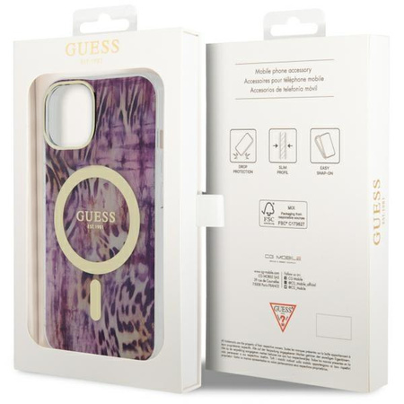 Etui Guess GUHMP14SHLEOPWP na iPhone 14 - różowe Leopard MagSafe