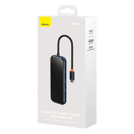 Baseus AcmeJoy HUB 4-portowy (USB-C do 1x USB-C PD&Data/3x USB3.0) ciemnoszary (WKJZ010313)